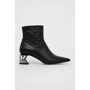 Kožené kotníkové boty Karl Lagerfeld dámské, černá barva, na podpatku