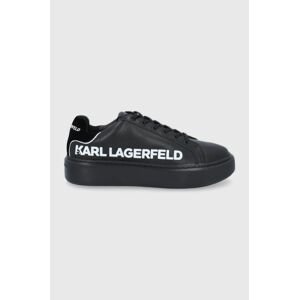 Kožené boty Karl Lagerfeld MAXI KUP černá barva, na platformě