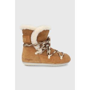 Semišové sněhule Moon Boot Side High Shearling hnědá barva