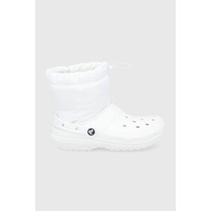Sněhule Crocs Classic Lined Neo Puff Boot bílá barva, 206630