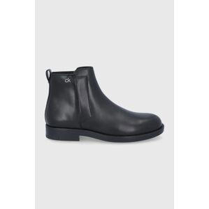 Kožené kotníkové boty Calvin Klein pánské, černá barva