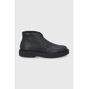 Kožené boty Calvin Klein pánské, černá barva