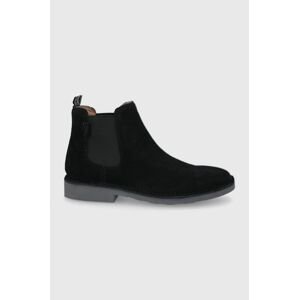 Semišové kotníkové boty Polo Ralph Lauren pánské, černá barva