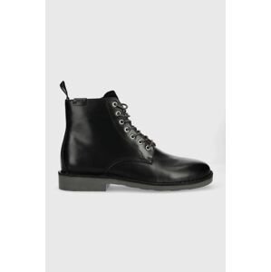 Kožené boty Polo Ralph Lauren Talan Lace pánské, černá barva