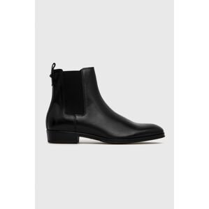 Kožené kotníkové boty Karl Lagerfeld pánské, černá barva