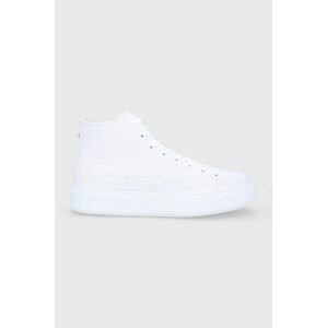 Kožené boty Karl Lagerfeld bílá barva