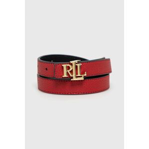 Oboustranný kožený pásek Lauren Ralph Lauren dámský, červená barva