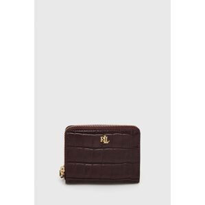 Kožená peněženka Lauren Ralph Lauren dámská, vínová barva
