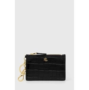 Kožená peněženka Lauren Ralph Lauren dámská, černá barva