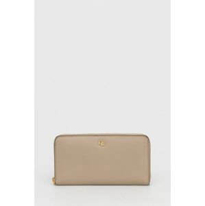 Kožená peněženka Lauren Ralph Lauren dámská, béžová barva