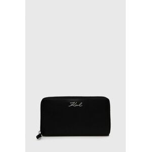 Kožená peněženka Karl Lagerfeld dámská, černá barva