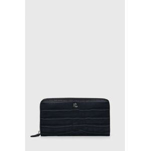 Kožená peněženka Lauren Ralph Lauren dámská, tmavomodrá barva