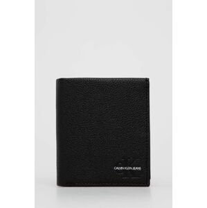 Kožená peněženka Calvin Klein Jeans pánská, černá barva