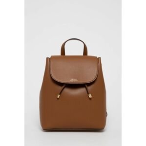 Kožený batoh Lauren Ralph Lauren dámský, hnědá barva, velký, hladký