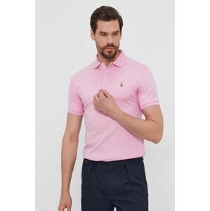 Polo tričko Polo Ralph Lauren pánské, růžová barva, hladké