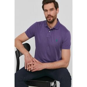 Polo tričko Polo Ralph Lauren pánské, fialová barva, hladké