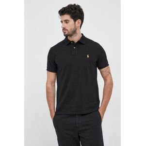 Bavlněné polo tričko Polo Ralph Lauren černá barva, hladké