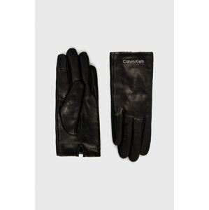 Kožené rukavice Calvin Klein dámské, černá barva