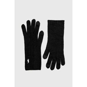 Rukavice Polo Ralph Lauren dámské, černá barva