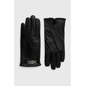 Kožené rukavice Lauren Ralph Lauren dámské, černá barva