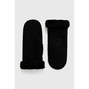 Semišové rukavice UGG dámské, černá barva, 20932-BLK