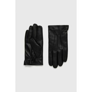 Kožené rukavice Karl Lagerfeld pánské, černá barva
