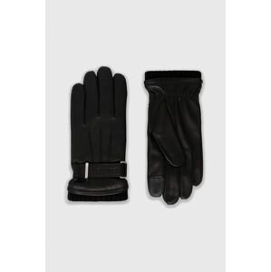 Kožené rukavice Calvin Klein pánské, černá barva