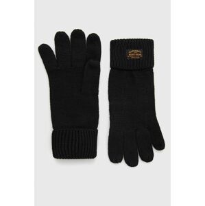 Vlněné rukavice Superdry pánské, černá barva