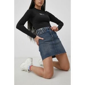 Džínová sukně Tommy Jeans tmavomodrá barva, mini, jednoduchá