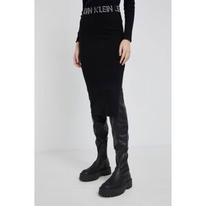 Sukně Calvin Klein Jeans černá barva, midi, jednoduchá