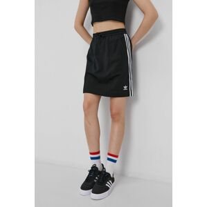 Sukně adidas Originals H37774 černá barva, mini, jednoduchá, H37774-BLACK