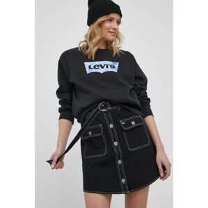 Bavlněná sukně Tommy Jeans černá barva, mini, áčková