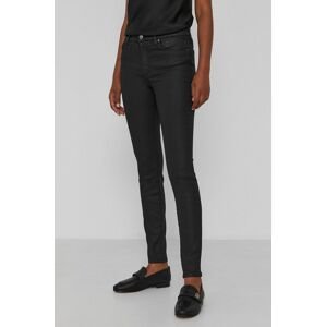Kalhoty Armani Exchange dámské, černá barva, přiléhavé, medium waist