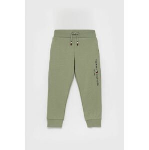 Dětské kalhoty Tommy Hilfiger béžová barva, s aplikací