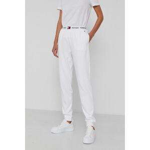 Kalhoty Tommy Hilfiger dámské, bílá barva, hladké
