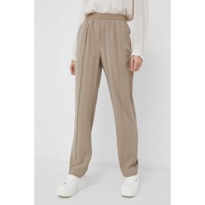 Kalhoty Y.A.S dámské, béžová barva, jednoduché, high waist