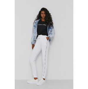 Kalhoty Calvin Klein dámské, bílá barva, s aplikací