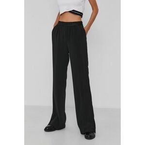 Kalhoty Calvin Klein dámské, černá barva, široké, medium waist
