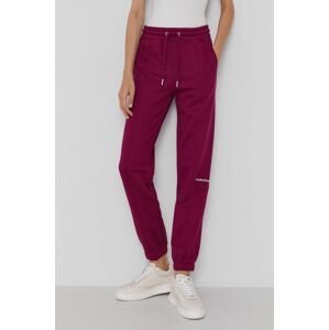 Kalhoty Calvin Klein Jeans dámské, fialová barva, s aplikací