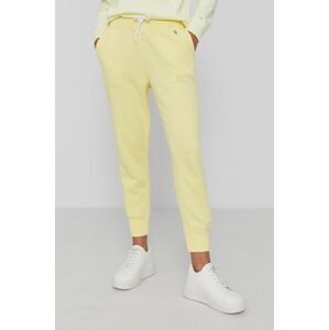 Kalhoty Polo Ralph Lauren dámské, žlutá barva, hladké