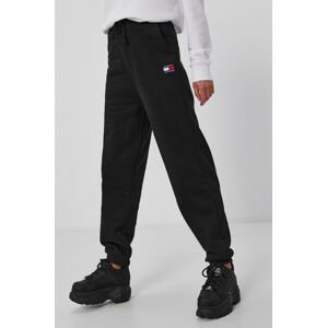 Kalhoty Tommy Jeans dámské, černá barva, hladké
