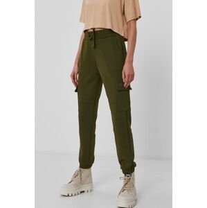 Kalhoty Tommy Jeans dámské, zelená barva, hladké
