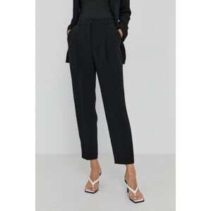 Kalhoty Boss dámské, černá barva, jednoduché, high waist