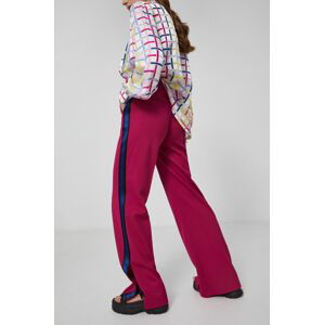 Kalhoty Karl Lagerfeld dámské, růžová barva, široké, high waist