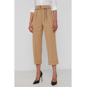 Kalhoty Marella dámské, béžová barva, jednoduché, high waist