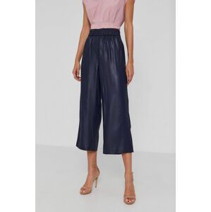 Kalhoty Dkny dámské, tmavomodrá barva, střih culottes, high waist