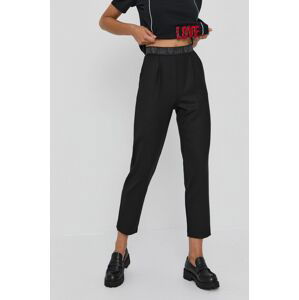 Kalhoty Love Moschino dámské, černá barva, jednoduché, high waist