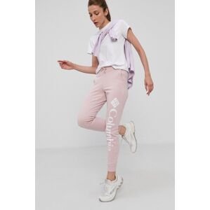 Kalhoty Columbia dámské, růžová barva, s potiskem
