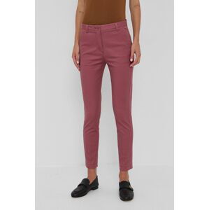 Kalhoty Sisley dámské, růžová barva, jednoduché, medium waist