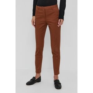 Kalhoty Sisley dámské, hnědá barva, jednoduché, medium waist